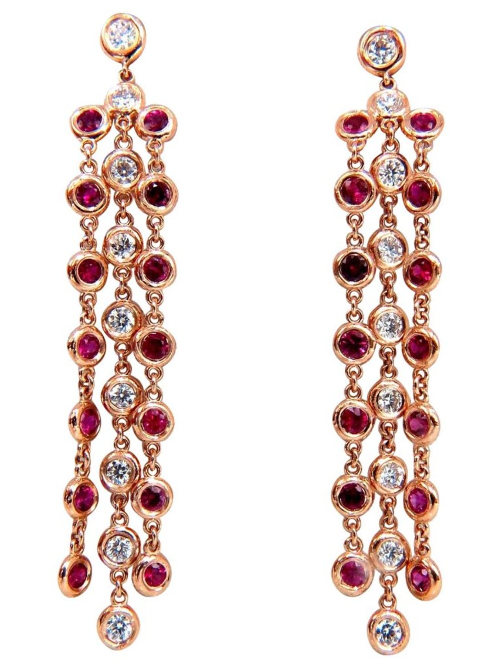 3.00ct natural deep red ruby diamond by yard dangle earrings 14kt*